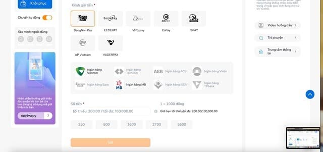Cách nạp tiền BK8 và hướng dẫn cách nạp cực kỳ chi tiết 2 Nạp tiền BK8 thông qua phương thức Thanh toán nhanh