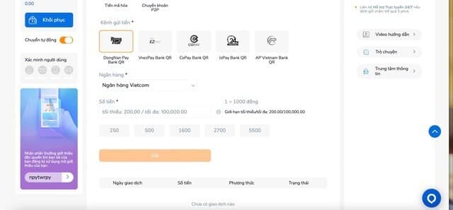 Cách nạp tiền BK8 và hướng dẫn cách nạp cực kỳ chi tiết 3 Nạp tiền BK8 thông qua phương thức Quét mã thanh toán